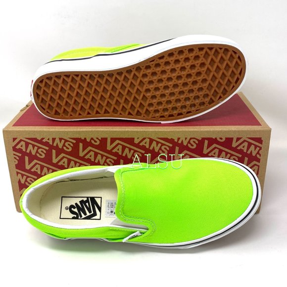VANS Classic Slip-On Low Top Neon Green Women’s - Picture 2 of 9